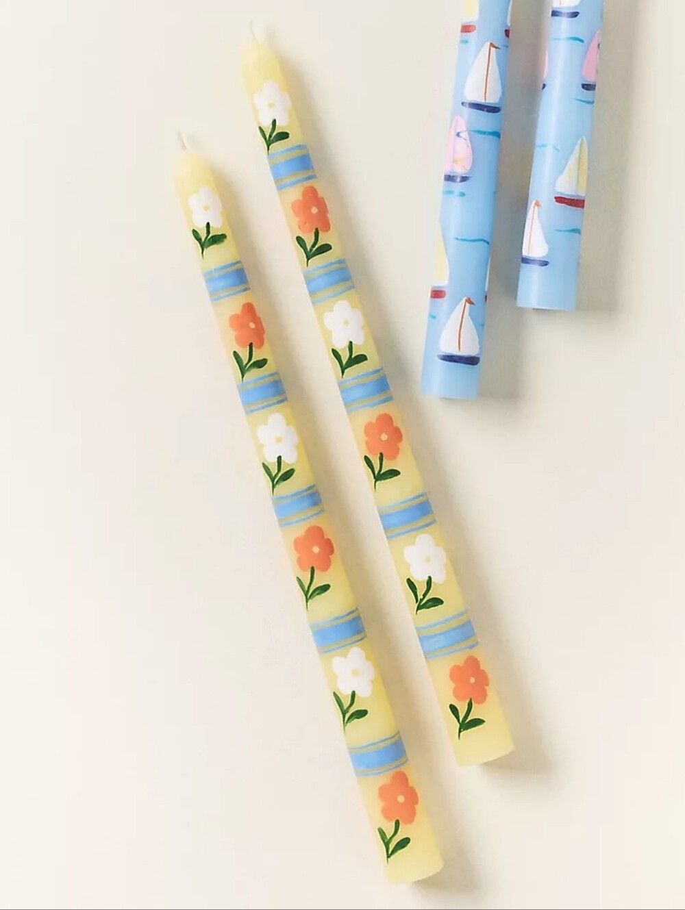 Anthropologie Scandi Floral Taper Candle
